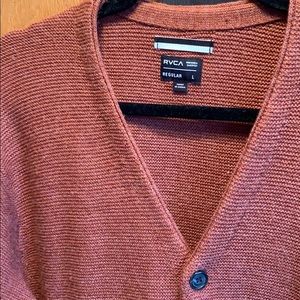 RVCA | XL button up Rust colour cardigan